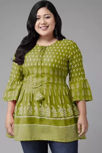 Women'S Rayon Floral Printed Short Kurti