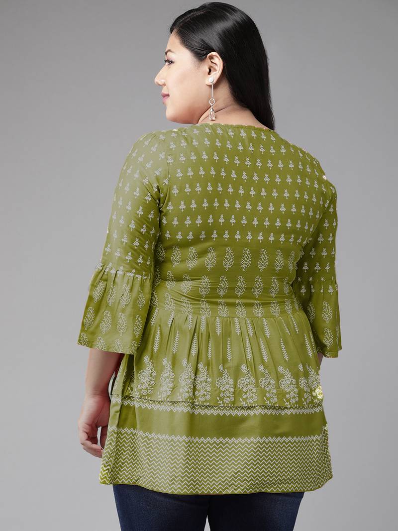 Women'S  Rayon Floral Printed Short Kurti