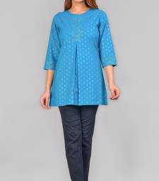 Women'S Cotton Floral Printed Short Kurti