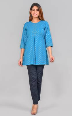 Women'S Cotton Floral Printed Short Kurti 2