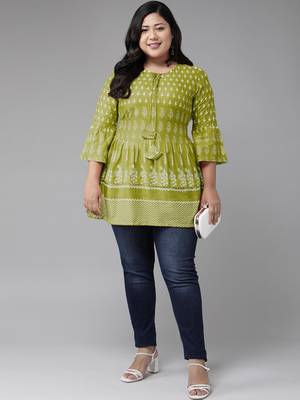 Women'S Rayon Floral Printed Short Kurti 5