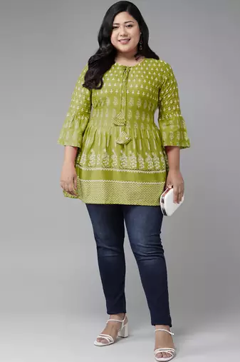 Women'S Rayon Floral Printed Short Kurti