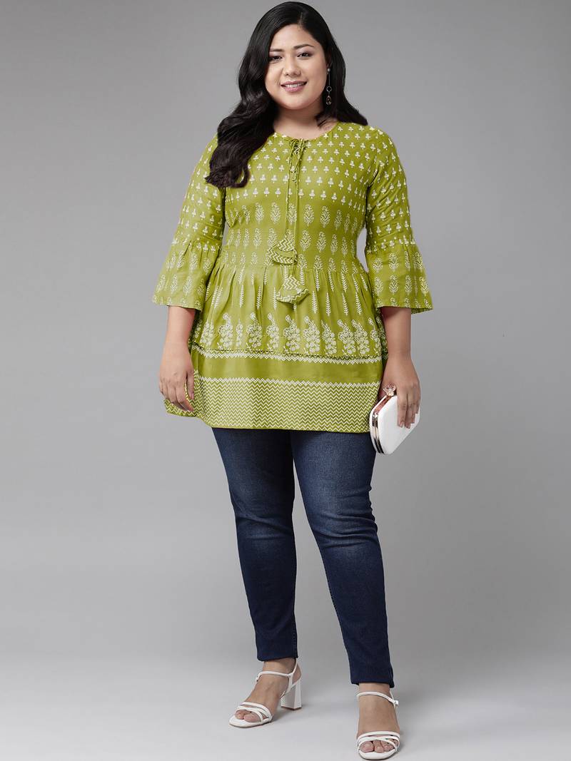 Women'S  Rayon Floral Printed Short Kurti