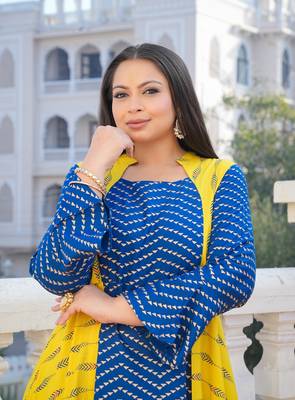 Women'S Plus Size Rayon Geometric Print Anarkali Kurti (Multi) 5