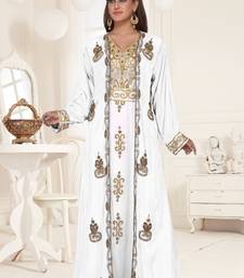 Off-White & White color Full Sleeves Handmade Two Piece Jacket Style Moroccan Kaftan