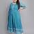 Women'S Plus Size Cotton Geometric Print Anarkali Kurti (Teal)