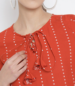 Women'S Rayon Floral Printed Short Kurti (Orange)