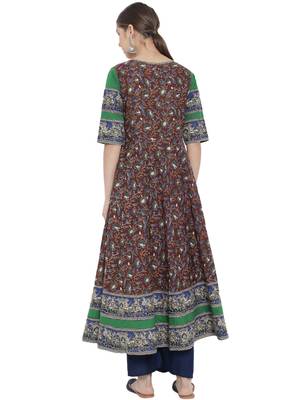 Women'S Cotton Floral Printed Anarkali Kurti (Multi) 3
