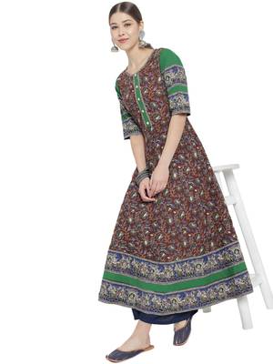 Women'S Cotton Floral Printed Anarkali Kurti (Multi) 5