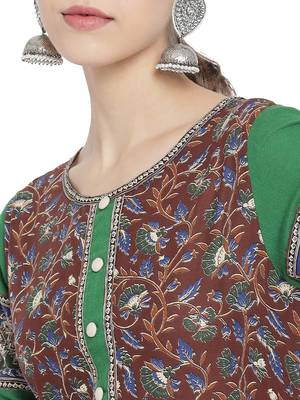Women'S Cotton Floral Printed Anarkali Kurti (Multi) 1