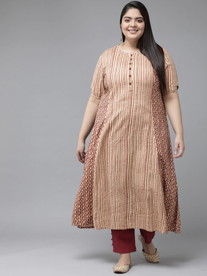 Women'S Plus Size Rayon Floral Printed A-Line Kurti (Maroon) 2