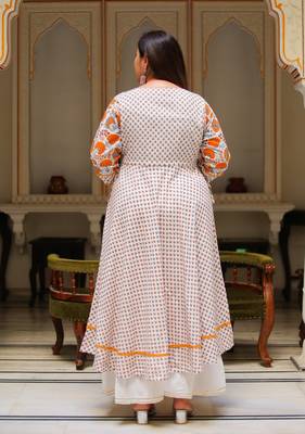 Women'S Plus Size Floral Printed Anarkali Kurti (Multi) 2