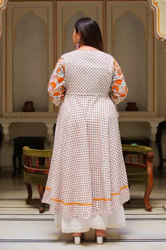 Women'S Plus Size Floral Printed Anarkali Kurti (Multi)
