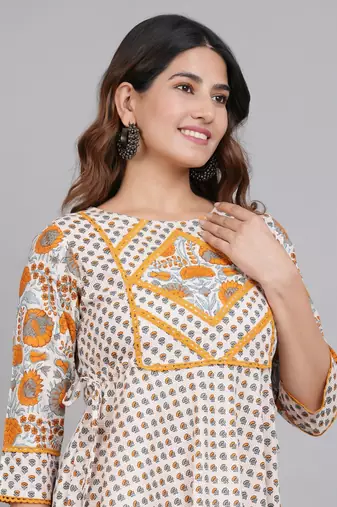 Women'S Floral Printed Anarkali Kurti (Multi)