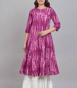 Women'S  Tie & Dye Printed Anarkali Kurti(Purple)