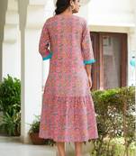 Women'S Embroidered Floral Printed A-Line Kurta  (Pink)