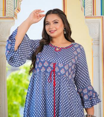 Women'S Plus Size Grey Floral Printed Anarkali Kurti (Grey) 4