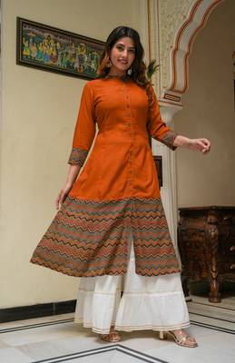 Women'S Rayon Zig-Zag Printed A-Line Kurti (Multi) 2