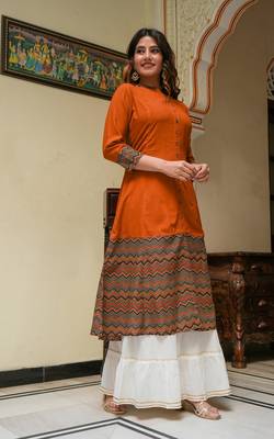 Women'S Rayon Zig-Zag Printed A-Line Kurti (Multi) 4
