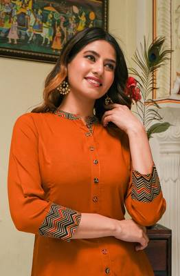 Women'S Rayon Zig-Zag Printed A-Line Kurti (Multi) 1