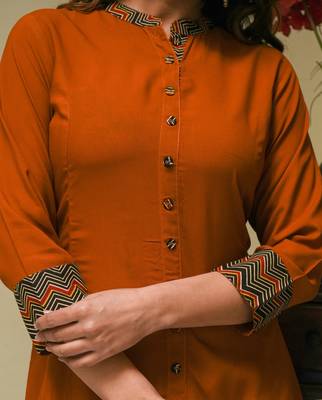 Women'S Rayon Zig-Zag Printed A-Line Kurti (Multi) 5