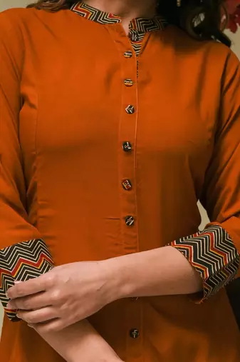 Women'S Rayon Zig-Zag Printed A-Line Kurti (Multi)