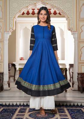 Women'S Blue Anarkali Kurti (Blue) 1