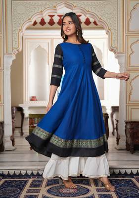 Women'S Blue Anarkali Kurti (Blue) 3