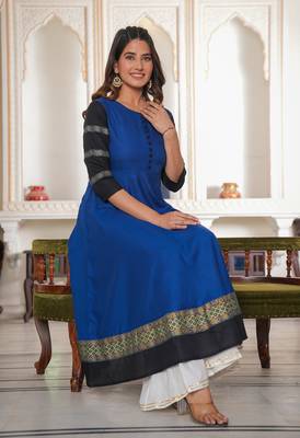 Women'S Blue Anarkali Kurti (Blue) 4