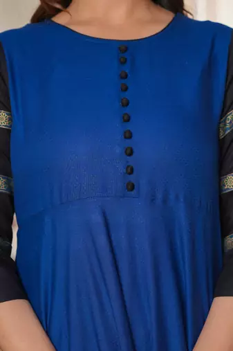 Women'S Blue Anarkali Kurti (Blue)