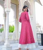 Women'S Rayon Floral Printed Anarkali Kurti (Red)