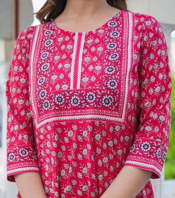 Women'S Rayon Floral Printed Anarkali Kurti (Red) 5