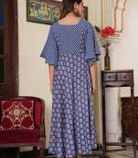 Women'S Floral Printed Smoking Embroidered Maternity Wear Anarkali Dress (Grey)