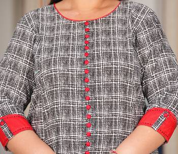Women'S Plus Size Cotton Printed Anarkali Kurta (Grey) 5