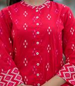 Women'S Cotton Ikat Printed A-Line Kurta (Red)