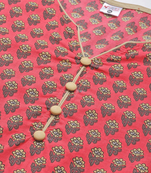 Women'S Plus Size Cotton Floral Printed Anarkali Kurti (Peach)