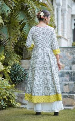Women'S Cotton Geomatrical Printed Anarkali Kurti (Multi) 2