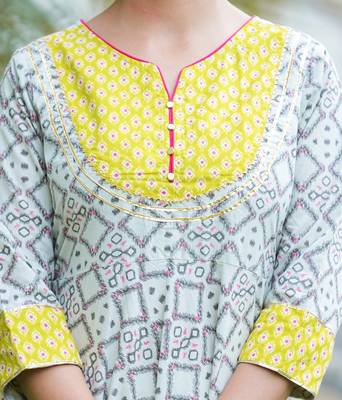 Women'S Cotton Geomatrical Printed Anarkali Kurti (Multi) 5