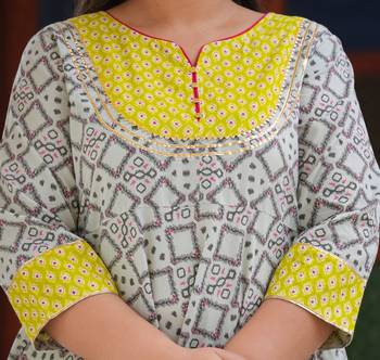 Women'S Cotton Geomatrical Printed Anarkali Kurti (Multi) 1