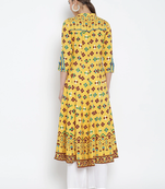 Yash gallery women's rayon patola printed anarkali kurti (yellow)