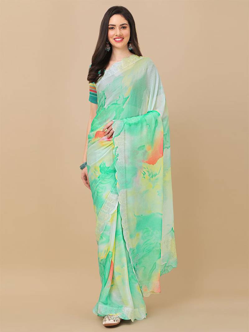 MANNEQUINE STONE WORK SAREE WITH STONE WORK BLOUSE