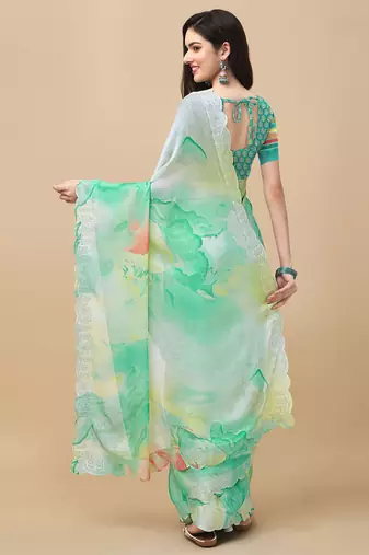 MANNEQUINE STONE WORK SAREE WITH STONE WORK BLOUSE