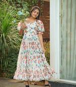 White color  georgette maxi dress