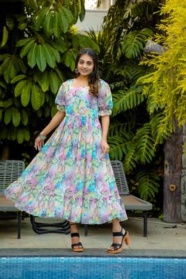 Multicolor  georgette maxi dress 5