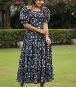 Black colour georgette maxi dress