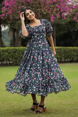 Black colour georgette maxi dress 3