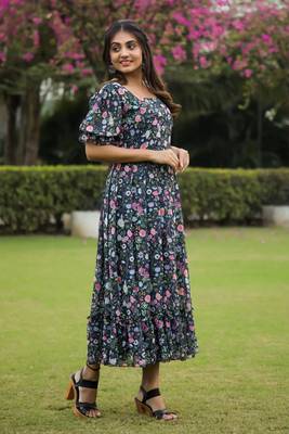 Black colour georgette maxi dress 5