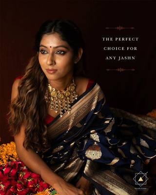 Navyblue Color silk Blend Sarees With Blouse 2