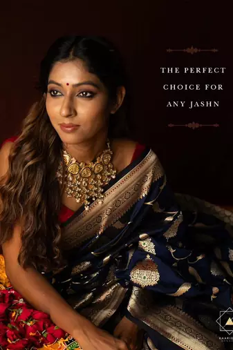 Navyblue Color silk Blend Sarees With Blouse