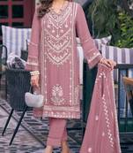 Light pink heavy georgette embroidery pakistani suits